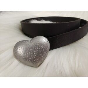 NEW‎ Lucky Brand Leather Belt Metal Heart Buckle Skinny Medium Y2K 90s babydoll